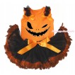 Halloween Orange Baby Pettitop Black Ruffles Orange Bows & Ghost Face Print & Black Orange Feather Newborn Pettiskirt NG1796